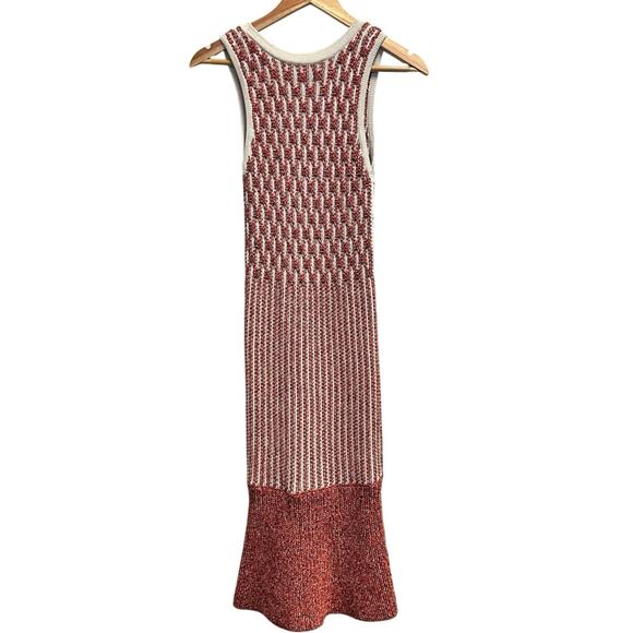 Derek Lam Orange Cream Boho Chic Crochet Resort Sleeveless Mermaid Sweater Dress - Picture 3 of 12